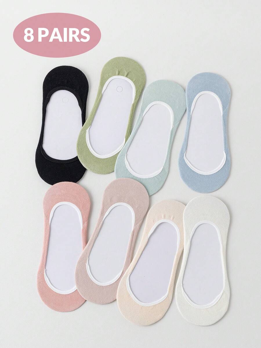 1/5/8/10 Pairs Women Thin Invisible Socks, Multiple Colors Available, Suitable For Spring/Summer With Low-Cut Shoes - Multicolor - View 1