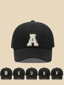 Mũ lưỡi trai trẻ em in 26 chữ cái, mũ chống nắng cho bé trai và bé gái, thích hợp sử dụng hàng ngày ngoài trời, có khả năng chống tia UV. - màu đen - Xem 1