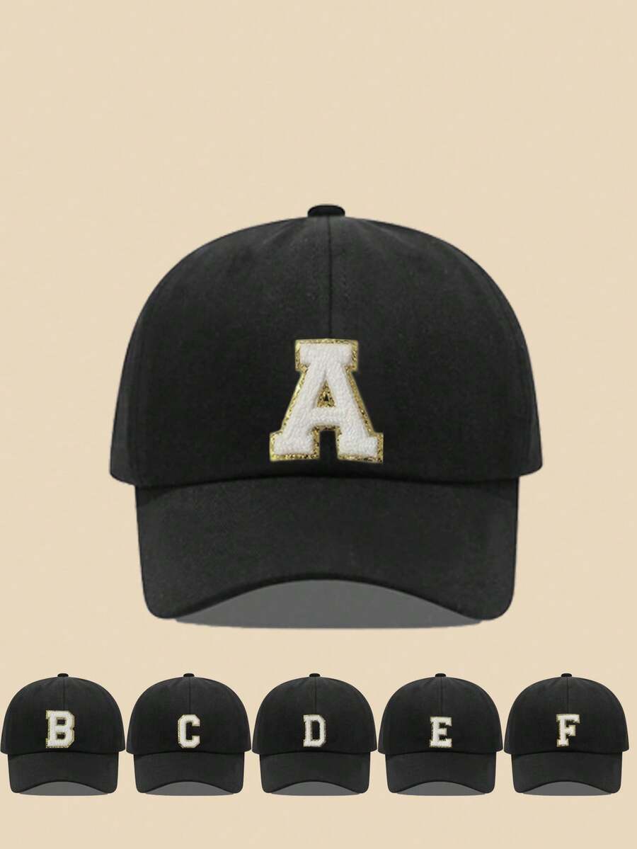Mũ lưỡi trai trẻ em in 26 chữ cái, mũ chống nắng cho bé trai và bé gái, thích hợp sử dụng hàng ngày ngoài trời, có khả năng chống tia UV. - màu đen - Xem 1