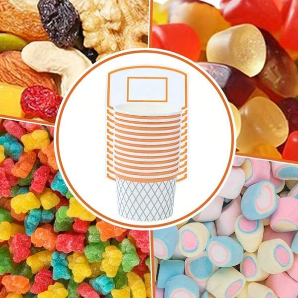 12/24pcs,Basketball Theme Paper Bowl,Disposable Paper Bowl,Candy Popcorn Snack Packaging Box,Basketball Theme Party Decoration,Dining Table Decoration,Birthday Party Supplies,Baby Shower Party Decor