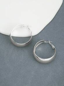 一对优雅、有氛围、百搭、复古、欧美风格、简约、小众、独特的耳环 - 銀色 - 查看 3