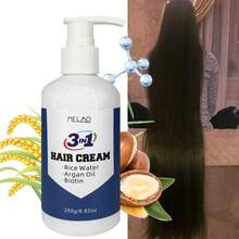 Kem dưỡng tóc 3 trong 1, Mặt nạ tóc dầu Argan Ma-rốc MELAO, bổ sung Biotin, dành cho tóc khô, hư tổn, dưỡng ẩm sâu và nuôi dưỡng, giúp tóc mềm mại, bóng mượt và dễ vào nếp, 250g/8.82oz - Xanh và trắng - Xem 7