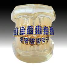 一套镶钻牙套，蓝色，男女通用，日常、派对、夜店配饰