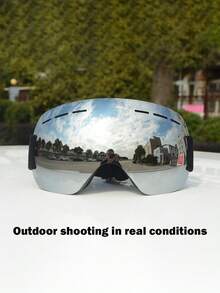滑雪镜，防雾防风球面镜片护目镜，成人男女通用登山雪镜 - 彩色 - 查看 7