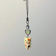 New Cute Cat Keychain, Retro Y2K Cartoon Animal Minimalist Phone Charm, Lucky Cat Pendant, Phone Lanyard Accessory - Multicolor - View 8