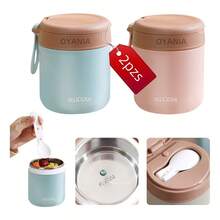 TendenciaOyania 2pzs Termo De Acero Inoxidable 430ml Para Comida Termo Para Sopa Y Comida Caliente Y Fría Con Tapa A Prueba De Fugas,con Cuchara Plegable Con Asa Para Niños Y Adultos, Trabajo Y La EscuelaCalidad premium - 1 - Ver 2