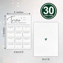 30 Bridal Shower Game Cards - Trivia BRIDE & GROOM, Eucalyptus Leaf Plant Themed Wedding Games, Suitable For 30 Guests, Engagement, Wedding Party Activity Games, Interesting Favors & Supplies - A05 - 新娘和新郎趣聞 - 查看 3
