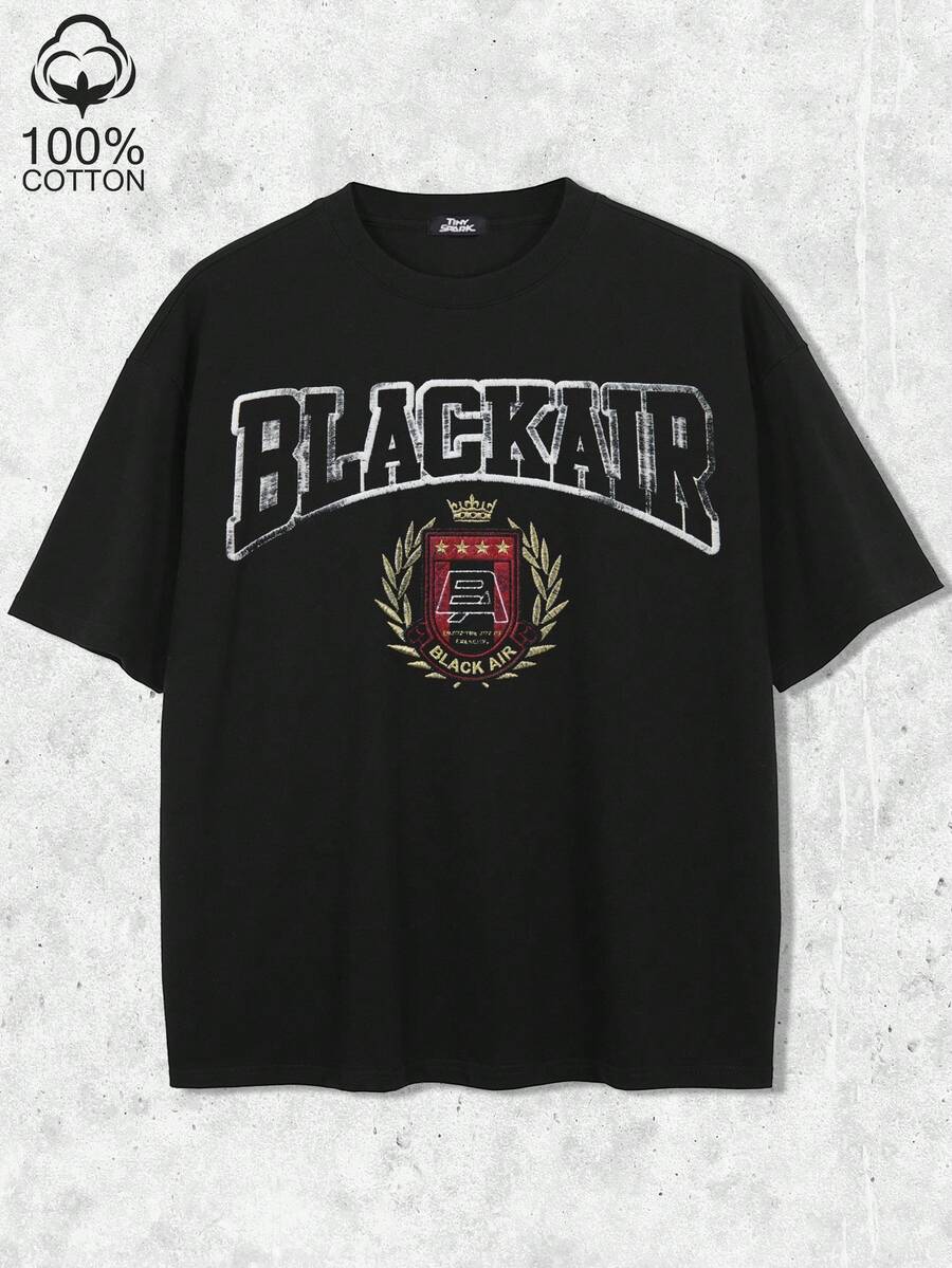 Tiny Spark Camiseta negra con gráfico y estampado de insignia retro - Negro - Ver 1