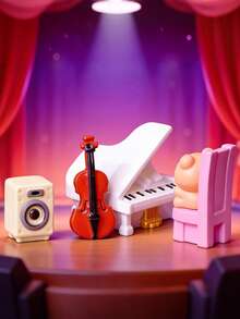 11件套西方乐器树脂微缩摆件，设计精致细腻，包括钢琴、小提琴等，适用于微景观、房间装饰、桌面摆件，为您的日常生活带来温馨治愈的氛围。