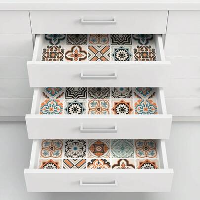 1 Roll Of Retro Pattern Self-Adhesive Wallpaper Waterproof And Oil Resistant Kitchen And Bathroom Wall Stickers, Living Room And Dining Room Decorative Wallpaper Ethylene Based Thick Paper Is Moisture-Proof And Waterproof, Easy To Install And Disassemble You Can Customize Wallpaper According To Your Preferences Kitchen Sticker 15.7inx196.8/118.1/39.3in Peel And Paste Wallpaper