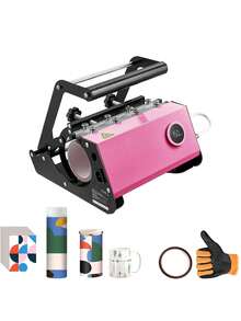 Mug Heat Press, 11-30oz Tumbler Heat Press Machine, Sublimation Transfer Straight Skinny Tumblers, Cup Heat Press With Heat-Resist Gloves & Tape, DIY Ceramic Mugs Cups Glasses, As Gift - 粉色 - 查看 8