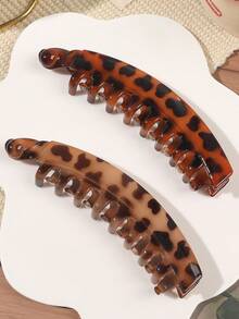 2-piece Set - Leopard Print Banana Clip