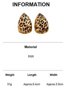 Women's Jewelry Set, Fashion Exaggerated Leopard Print Water Drop Earrings & Necklace Set, Suitable For Daily Wear - Leopard - View 9