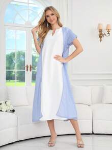 2026 New Style Elegant Embroidered V-Neck Jalabia Dress, Ramadan Traditional Arabian Women Clothing - White - View 6