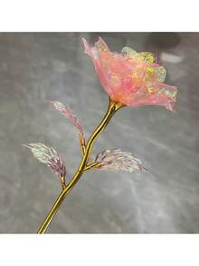 1束金色箔纸彩色人造玫瑰花束，适用于花瓶装饰、婚礼、订婚、求婚、情人节氛围、家居装饰、节日庆典、主题派对等场合。 - 彩色 - 查看 4