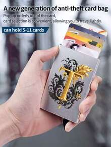 Diseño de letra A de metal, Soporte de tarjeta metálico emergente unisex | Bloqueo RFID + Superficie mate ultra delgada, Regalo de negocios/regalo festivo ideal, Diseño magnético emergente para un fácil acceso a las tarjetas, Material de aleación de aluminio, Calidad premium - Multicolor - Ver 6