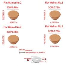 6 szt. akcesoriów do uchwytów do pokrywek dzbanków do herbaty, pasujących do filiżanek, szklanych dzbanków do herbaty, pokrywek ze stali nierdzewnej, uchwytów do dzbanków do mleka, styl japoński, materiał: orzech biały i czarny, w zestawie darmowe śruby - Wielokolorowe - Zobacz 16