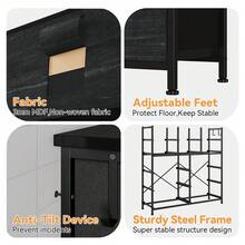 Cómoda de 12 cajones para recámara, Cambiador de Tela y cajones con Bolsillos Laterales, cómoda para clóset, Sala de Estar, clóset, Pasillo - Negro - Ver 5