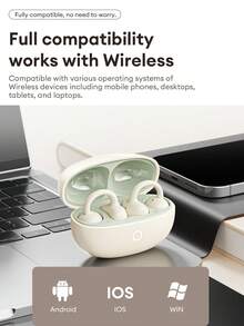 Lenovo 联想 RS108 夹式蓝牙耳机，开放式定向音频，蓝牙 6.0，环绕立体声，低延迟，适用于游戏和运动，降噪功能，无线耳机，兼容智能手机和电脑，是馈赠佳品。 - 米色 - 查看 9