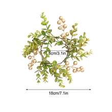 A Set Of 4 Gold Candle Rings In Faux Fruit And Eucalyptus Leaves - A Luxurious Centerpiece For The Holidays.