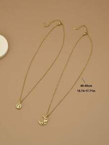 Bộ 2 dây chuyền thép không gỉ thời trang hình cánh trăng cho nữ, trang sức vàng, dây chuyền vàng, thích hợp cho kỳ nghỉ hè, đi biển, trang sức phương Tây, lễ hội, ngày Valentine, quà sinh nhật, quà tặng bạn bè, quà tặng bạn gái. - Vàng - Xem 4
