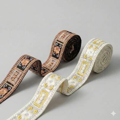 1/5 Yard Lace, 3.5cm Wide, Golden Thread Embroidered Trim, Ideal For DIY Home Decor, Clothing, Bags, Skirt Hem Decoration, Handcraft And Sewing, Also Suitable For Embroidery Bag Decoration, Beginner Friendly For Making Handbag Straps, DIY Clothing And Festival Decorations