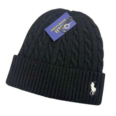  Polo Ralph Lauren Signature Cuff Hat,Classic Unisex Winter Headwear, Fall/Winter Fashion Knit Hat, Everyday Outdoor Casual Cap, Unisex Matching Accessory