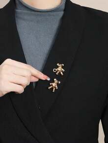 2/4颗可爱卡通熊牛仔纽扣，金属材质，可拆卸免钉免缝腰带，多功能牛仔裤腰部收紧器，完美腰部装饰配件，节日/情人节礼物，金色/银色/黑色/青铜色