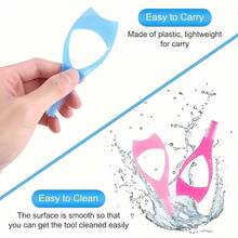 1 set de 3-en-1 outils de maquillage pour ombre à paupières, produits de maquillage magiques et utiles comprenant un peigne à mascara et un gabarit de crayon eyeliner, une carte guide d'application, accessoires de maquillage réutilisables pour des cils et un eyeliner parfaits, cadeaux, voyage, articles bon marché, essentiels de voyage - Bleu azur - Voir 9