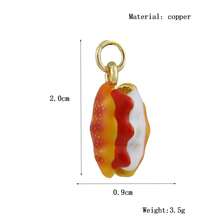 1pc Copper Drip Oil Cartoon 3D Realistic Baked Bread, Egg Tart, Croissant Pendant DIY Bracelet Necklace Earrings Backpack Versatile Accessory, Handmade Parts, Women Holiday Gift - Multicolor - View 14