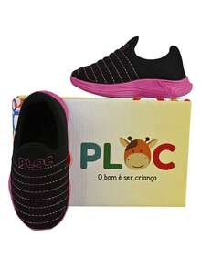 Ploc Colors Easy-To-Wear Slip-On Jogging Sneakers For Back To School, Anatomical Design (PINK SOLE) - 黑色 - 查看 3