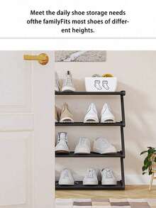 四层Z字形鞋架，耐用塑料独立收纳盒，弧形设计，多功能收纳架，易于组装的独立式鞋架，无需工具，设计紧凑，适合客厅或宿舍，可堆叠且节省空间，鞋盒，立式鞋架 - 彩色 - 查看 7