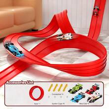 16ft Flexible Racing Track With Suction Cups, Portable Reel Racetrack Suitable For 1/64 Diecast Cars, Durable ABS Material, Ideal For Creative Racing Games, Easy To Assemble, Children's Car Toy Go-Kart Track Set And Vehicle Accessories, Perfect For Birthday, Christmas Gifts, Family Game Room, Outdoor Racing Scenes And Parent-Child Interaction - Multicolor - View 8