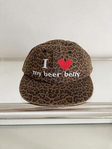 I Love My Beer Belly Embroidered Flat Brim Baseball Cap, Camouflage/Leopard Print Graphic Hat, Wide Brim Flattering Face Unisex Casual Street Adjustable Dad Hat, Autumn/Winter - Multicolor - View 10