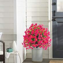 Pianta sferica resistente ai raggi UV per esterni, pianta artificiale in vaso con fiori viola e foglie di eucalipto, adatta per decorazioni da giardino, portico, vasi da fiori in stile fattoria e altre decorazioni per la casa. - Fucsia - Visualizzare 4