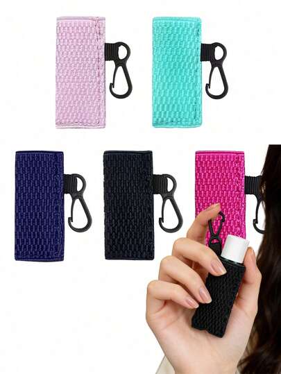 小巧的唇膏收纳钥匙扣，方便携带和存放唇彩和唇膏，时尚挂件，适用于包包、耳机、手机壳、钥匙、背包、钱包和化妆包，是日常旅行、化妆包、生日、情人节、斋月礼物的理想之选，多种颜色可选。