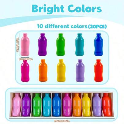 20件套儿童早教模拟饮料瓶配对游戏 - 颜色配对、记忆力训练和亲子互动教育玩具