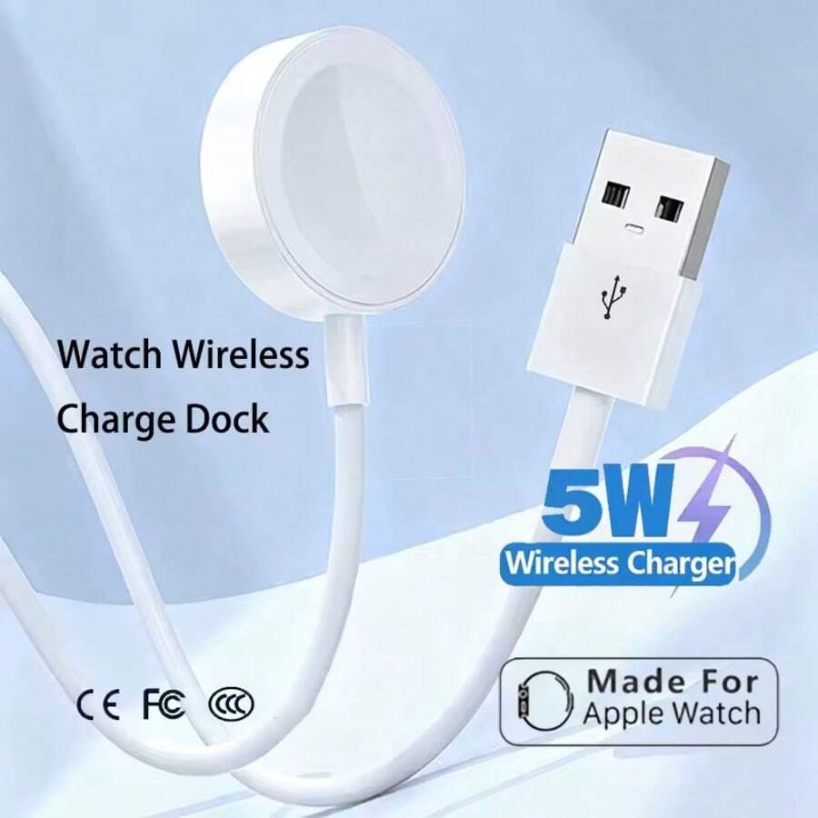 USB磁吸式无线充电器,便携方便!完全兼容S10/S9/Ultra到SE及全系列机型。磁吸稳固,快速充电,告别漫长等待。 - 白色 - 查看 1