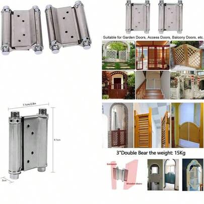 Bisagras de resorte de doble accin de 3 pulgadas, 2 piezas, POCREATION, Moderno, Acero inoxidable, Sin acabado, para puertas internas de cafetera y saln