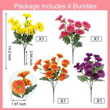 4/8 Bunches Artificial Silk Daisy, Realistic Spring Artificial Flowers - UV Resistant Artificial Floral Bouquets, Loose Flower Bunches, Suitable For Indoor Living Room Coffee Table, Entryway Shelf And Outdoor Garden, Porch Planters, Balcony Window Sill Decor - Multicolor - View 13