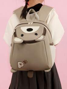 卡通图案儿童背包，适合作为送给儿子或女儿的返校礼物 - 卡其色 - 查看 12
