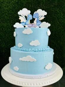 8 piezas Decoraciones de pastel en forma de nube blanca, Decoraciones 3D de espuma para pasteles adecuadas para fiestas de cumpleaños, celebraciones de inauguración, días festivos, Día del Padre, Navidad - Multicolor - Ver 3
