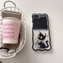 1pc Women's Foldable Phone Case, Wave Pattern Scarf Cat Design For Samsung Galaxy Z Flip7, Galaxy Z Flip7 FE, Galaxy Z Flip6, Galaxy Z Flip5, Fashionable, Popular, With Cute Pendant, High-Quality Material - Multicolor - View 13