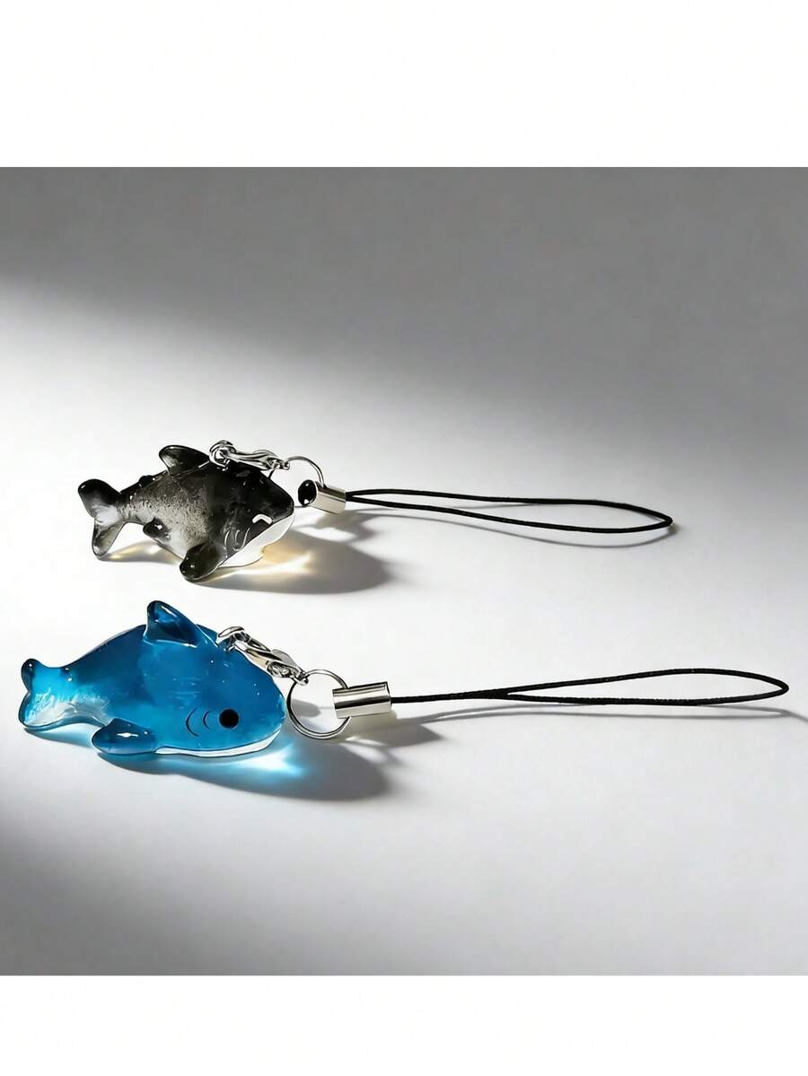 Mặt dây chuyền hình cá mập mini bằng nhựa dễ thương (1/2 chiếc), phụ kiện trang trí điện thoại hình cá mập đáng yêu, phụ kiện túi xách, trang sức đôi, quà tặng tình bạn, phụ kiện hàng ngày. - Nhiều màu - Xem 1