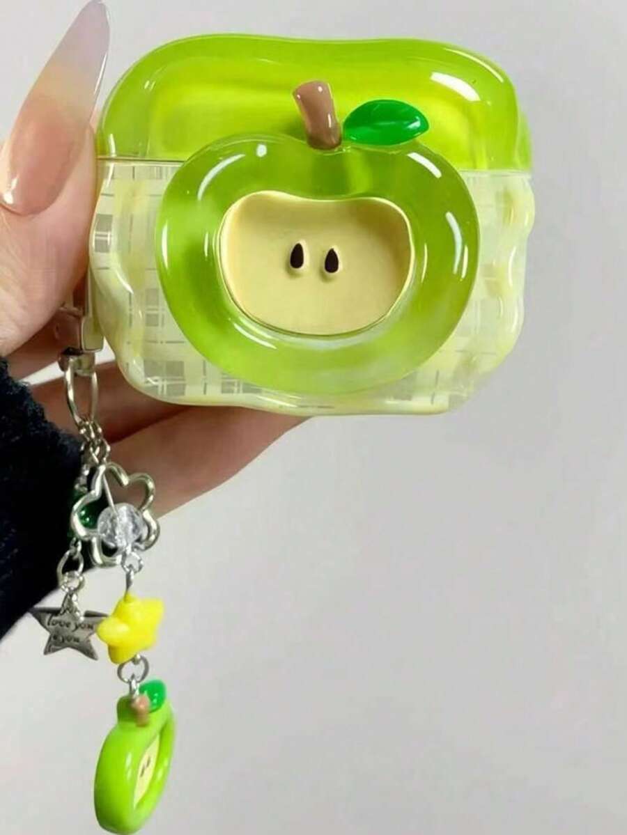 Crystal Apple & Pear Style Protective Case Compatible With Airpods Pro 2, 3, Pro Wireless Bluetooth Earphone Cover - Green - View 1