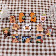 1/12 Pcs Fashion Cartoon Brooch Cute Hydrochoerus Hydrochaeris Enamel Pin Metal Badge Jewelry Clothing Backpack Accessories Gifts - One Size - View 7