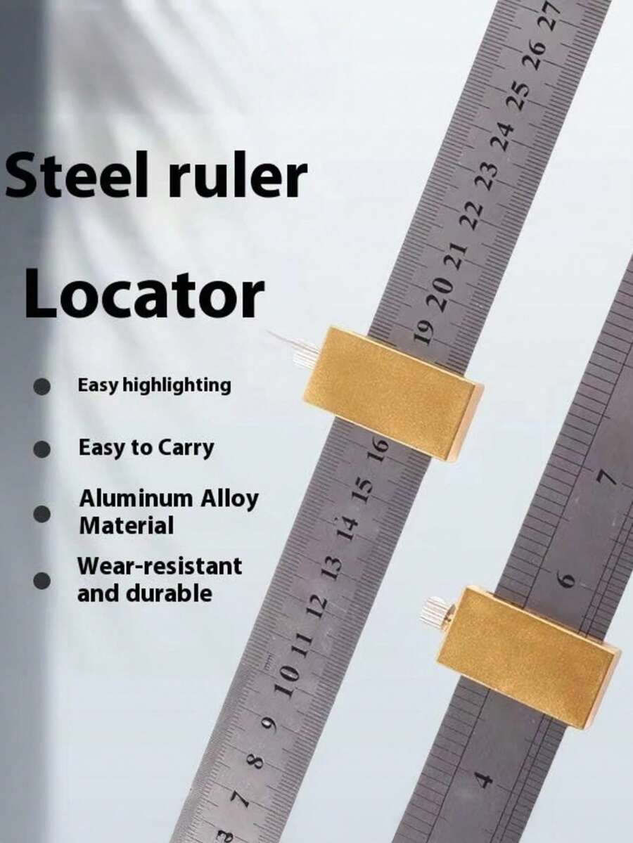 1pc Ruler Stops Fences, Brass Scribe Steel Ruler Positioning Limit Block Angle Line Scriber Locator Woodworking Equipment - Multicolor - View 1