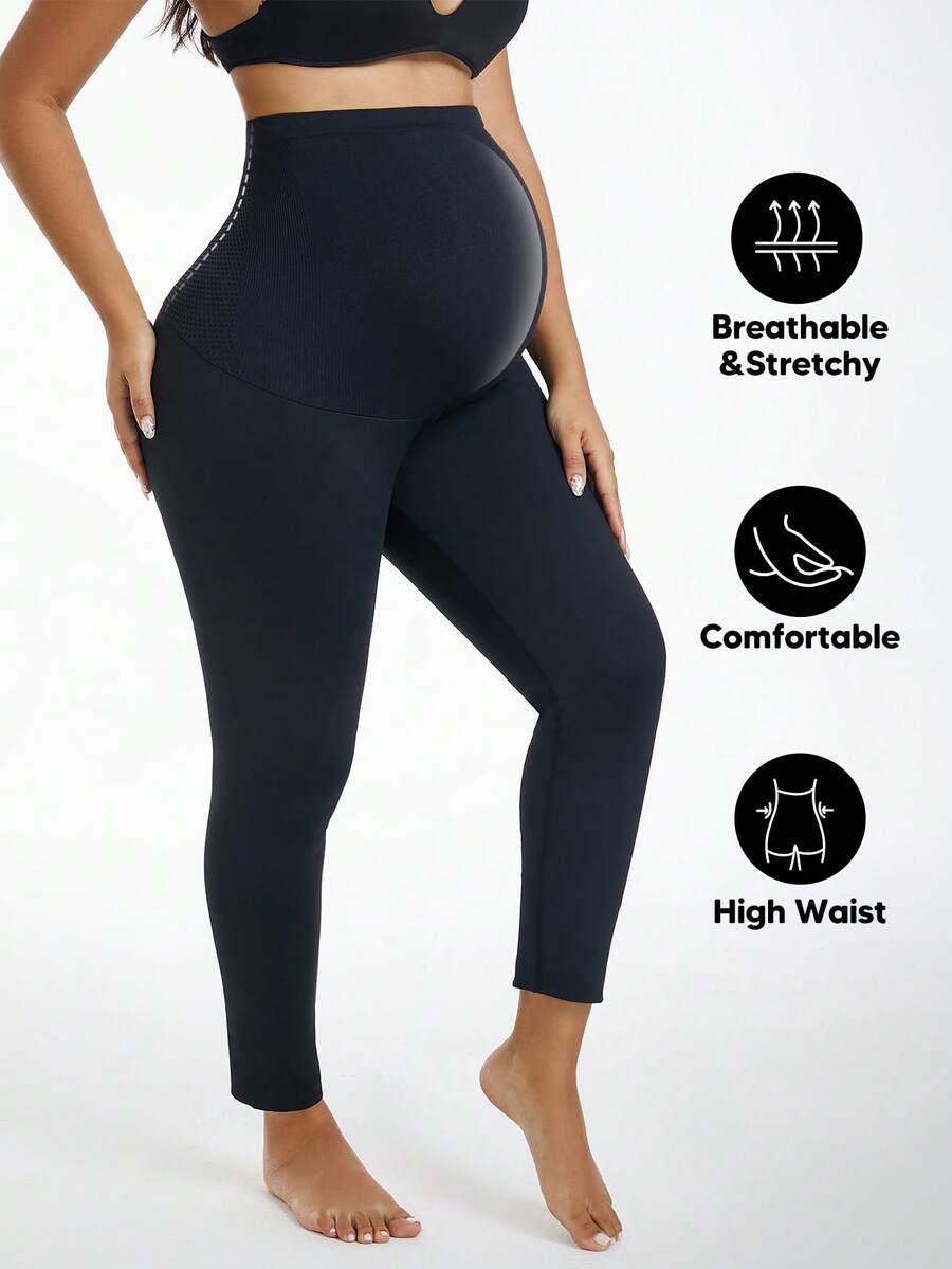 黑色孕妇打底裤，鲨鱼图案，简约修身休闲裤