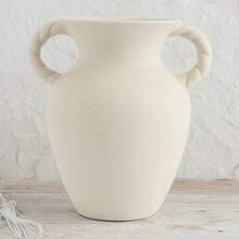 Elegant Ceramic Tabletop Vase Featuring A Twisted Rope Handle, Standing Tall At 10.87 Inches - Multicolor - View 1