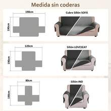 AMOROSA 3 Piezas Cubre Sillones para Sala de Diseño Doble Cara,Protector de Sofá de Resistentes y Durables,Fresco y Ligero para Sofás de 1 2 y 3 Plazas Sala Estilo Moderno Uso Todo el Año Decoración de Hogar-Gris/Negro - Gris/Negro - Ver 7